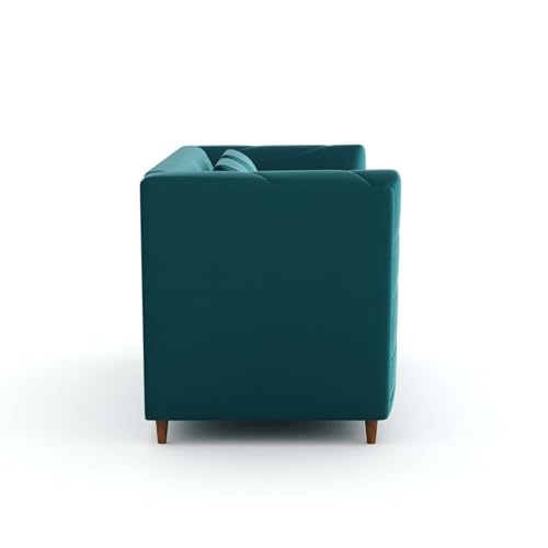 Image of Amazon Brand - Solimo Corell Tufted Velvet Fabric 2 Seater Sofa for Living Room Furniture (Teal)|3 Year Warranty