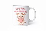 Taza de Cerámica con Frase Divertida y Diseño Kawaii – 325 ml – Regalo Original para Pareja, Amigos o Familia – Ideal para Café o Té (Vaca – Te quiero muuucho)