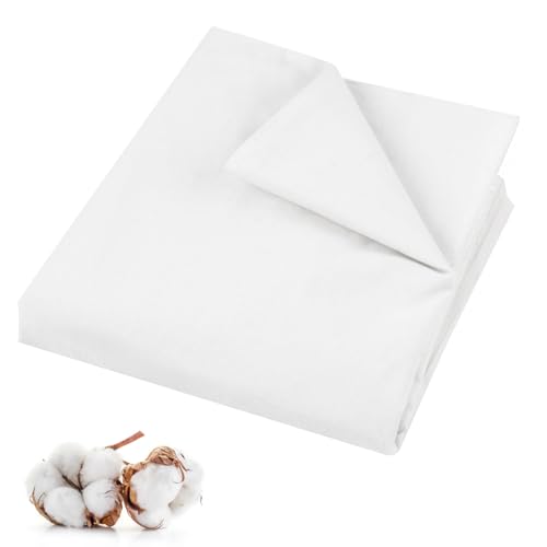 PEASUG 100% Cotton Muslin Fabric 59 inch x 2 Yards Bleached Muslin Fabric by The Yard Medium Weight Draping Fabrics Suitable for Sewing Embroidery Garments Crafts Material-White