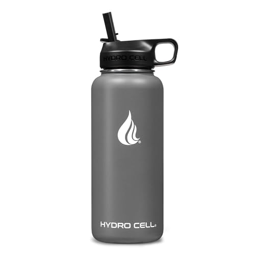 Image of HYDRO CELL Stainless Steel Insulated Water Bottle with Straw - For Cold & Hot Drinks - Metal Vacuum Flask with Screw Cap and Modern Leakproof Sport Thermos for Adults (Graphite 32oz)