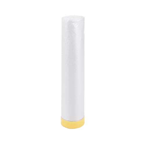 Image of Pre-Taped Masking Film Plastic Cover PE Film Masking Paper 1 Pc 1900x200cm / 62.34ftx78.74 inch White Yellow
