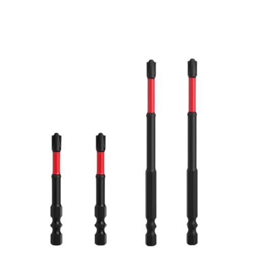 FPH2 Impact Screwdriver Bit Set - S2 Steel 65mm & 110mm Slotted Heads 1/4 Inch Hex Shank, CNC Machined Tips with Magnetism, Cross Slot Screw Driver Drill Bits Used Electricians (4pcs)