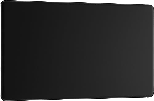 Screwless Flat Plate Matt Black Double Blank Plate