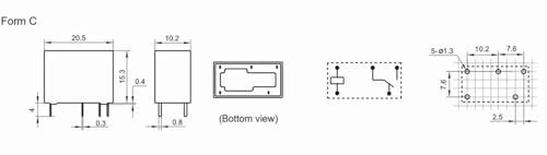Relais GD-1C-12D pour remplacer un relais 12V 5A defectueux sur PCB