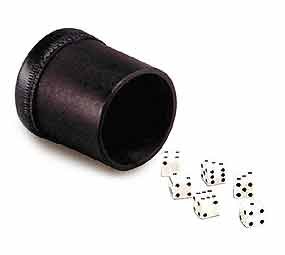 Leather Dice Cup with Five Dice Board Game