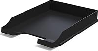 Detectalia Dokumentenablagen Schwarz A4 - Stapelbarer Schreibtisch-Organisator - Kunststoff-Büroablage - Papierhalter - Postkörbe - 35x25x5,2 cm