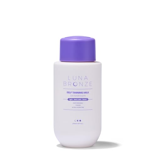 Luna Bronze Self Tanning Milk | Buildable Sunless Tanner Lotion with Hyaluronic Acid Niacinamide and Ceramides | Streak Free Hydrating Natural DHA | Vegan Cruelty Free (270ml/9.1 fl. oz)