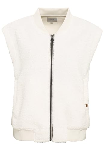 camel active Damen Teddy Weste mit Strickbündchen Wollweiß, womenswear-XL