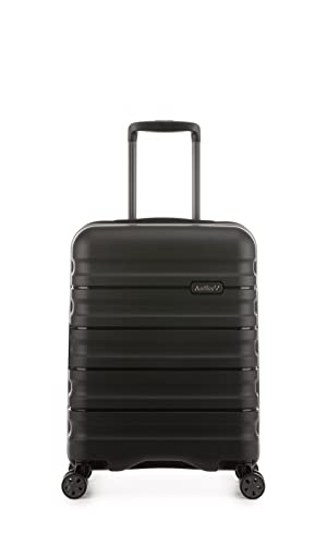 ANTLER - Lincoln Hard Shell Cabin Suitcase - 55x40x20cm 39L, Lightweight & Small, 4 Spinner Wheels - Adjustable Handle, Carry On, TSA Lock - Black
