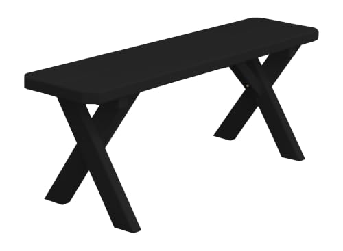 4FT Yellow Pine Garden Bench Black Porch Patio Outdoor Amish Crafted in USA