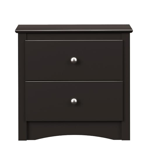 Image of Prepac Sonoma Traditional Nightstand Side Table with 2 Drawers, Functional 2-Drawer Bedside Table 16" D x 23.25" W x 21.75" H, Black, BDC-2422