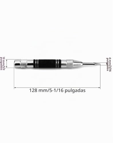 Miniatura 6 de Qwork 2 Unidades Punzón Central Automático, Granete Automatico, 128mm, Punzones Para Metal