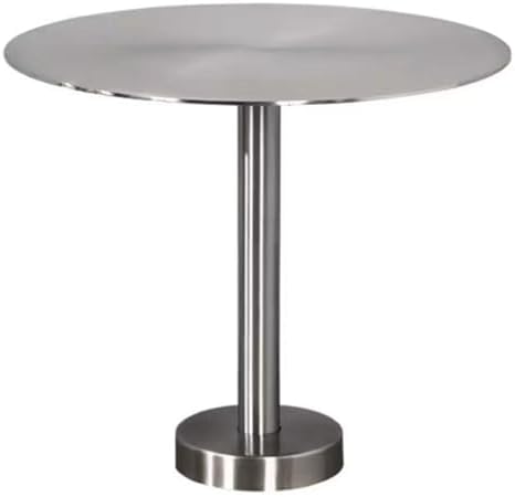 Wall Mounted Floating Table - Small Round Stainless Steel Cafe Desk - Space-Saving Pub Bar Tray Side Table for Indoor/Outdoor Use - Industrial Silver (1.64ft)