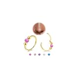 DGhera 2pcs 18G Opal Nose Rings for Women, G23 Titanium Nose Piercing Jewelry for Helix, Tragus, Conch, Rook, Earlobe Piercing Jewelry Nose Ring (Gold Earrings & Purple Opal)