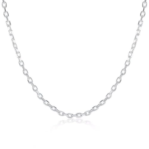 Bijoux fins pour femmes : collier en argent 925 et chaîne plate de 2mm, tailles 16 à 24 pouces