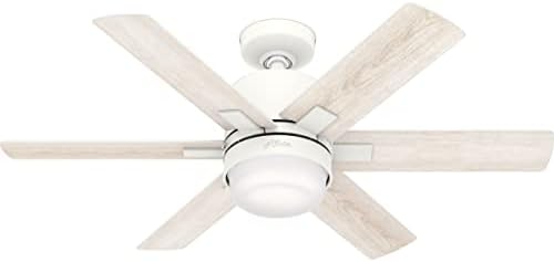 Hunter 44 inch Indoor Ceiling Fan with LED Light and Wall Control - White Smart Ceiling Fan, Standard Mount, 6 Blades, For Bedroom, Living Room, or Kitchen, Quiet - Radeon 50955, Matte White