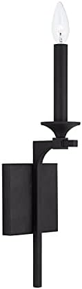 Capital Lighting 637311BI Clint Bold Metal Candle Wall Sconce, 1-Light 60 Watt, 17" H x 5" W, Black Iron
