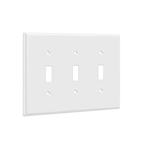 Enerlites Toggle Light Switch Wall Plate, Gloss Finish, 3-Gang 4.88" X 6.77", Mid-Size, Unbreakable Polycarbonate Thermoplastic, Ul Listed, 8813M-W, White #TOP7