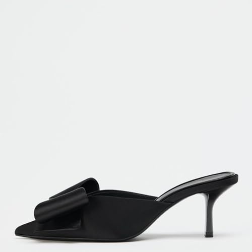 Mules for Women Kitten Heel Bow Mules Slip On Pointed Toe Pumps4