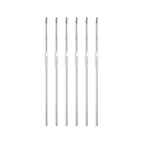 sourcing map 2mm Acero Inoxidable Crochet Gancho, 6pcs Tejer Agujas de Ganchillo Crochet Gancho Herramienta de Ganchillo para Tejer Suéter para Bricolaje Artesanal Hilo