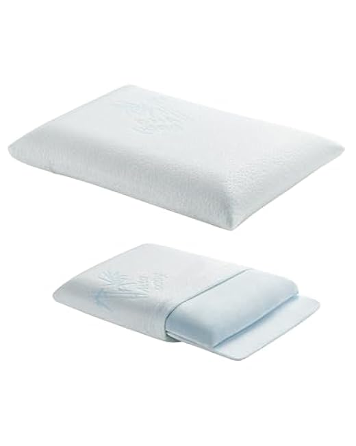 Toddler Pillow, Adjustable Memory Foam Small/Mini Pillow for Toddler 2 Years & Above, for Kids Sleeping, Napping or Traveling, Washable No Zipper Pillowcase, 13¡± x 18¡±