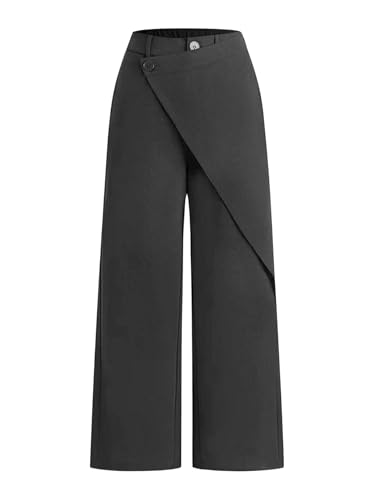 Women's Pants High Waisted Straight Pants Irregular Patchwork Casual Black Solid Simple Commuter Suit Pants