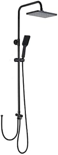 Plumbsys Black Shower Set, Brass Valve Shower Kit, 10 inch Rectangle Rain Shower, Handshower with Automatic Cleaning, 1.5m Shower Hose, Stainless Steel Shower Bar, Suitable for DIY