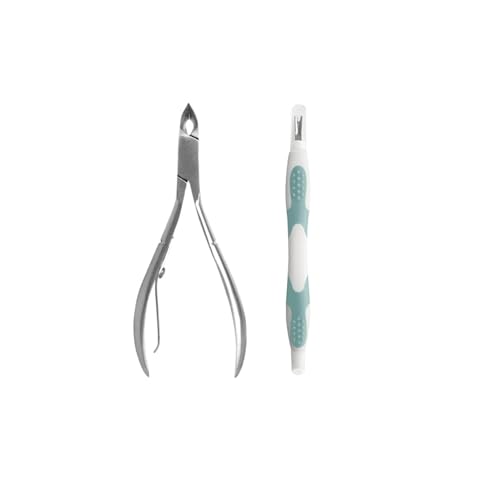 Bundle of Trim Cuticle Nipper + Pusher/Remover, Professional Quality, Dual Ended Cuticle Tirmmer Tool, Stainless Steel Manicure Tool, Non Slip Grip, For Toenails And Fingernails, Nail Care 2 Piece Set image 2