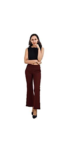 Happening Plus Size Women- Stretchable - HIGH Waist - Boot Cut/Bell Bottom Trouser - Wine Color-Waist Size 34