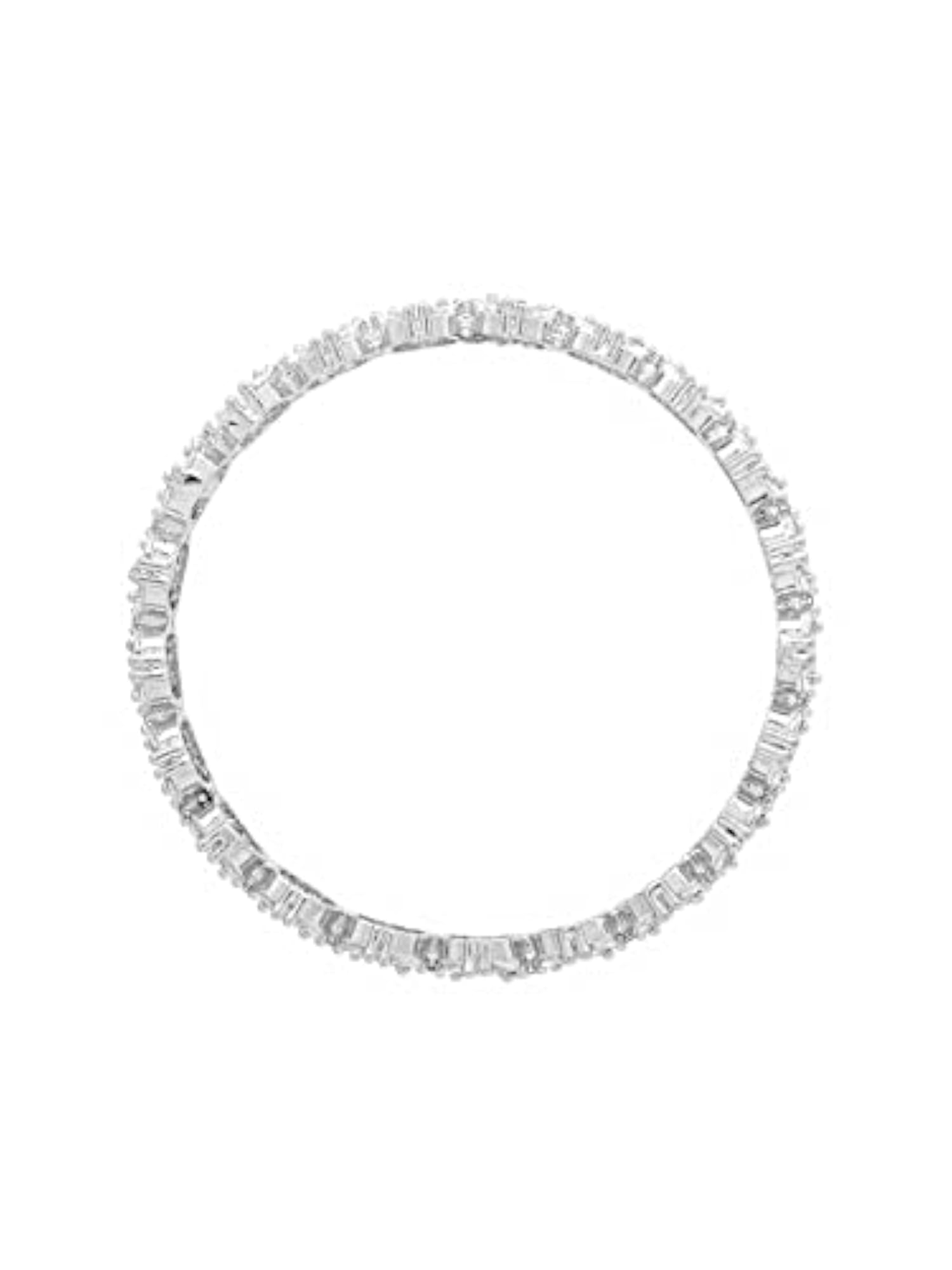 Silver Toned AD Floral 2 Pcs Set Bangles