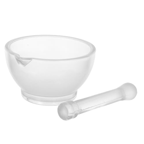 HONMEET 8oz Glass Mortar and Pestle Set for Laboratory Grinding, Medicine Powder Mixer Bowl, 90mm Glass Pestle Grinder for Pharmacy and Kitchen Garlic Crushing