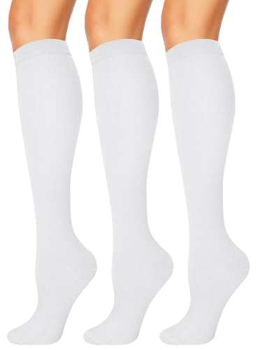 NANNBAKE 3 Pairs Compression Socks for Women & Men 15-20 mmHg Best Support for Cycling Athletic Hiking Running