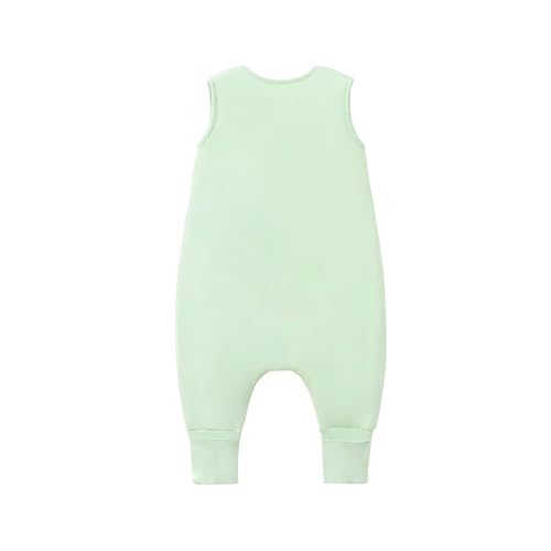 Image of Baby /Toddler Sleep Sack with Legs, Rayon from Bamboo 95% + 5% Spandex, 1.0 TOG, 2‑Way Zipper Sleeping Bag, Walker‑Friendly 12-18M Green