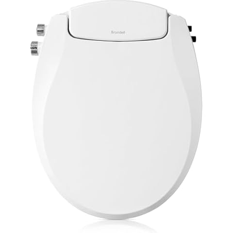 Brondell Bidet Toilet Seat Non-Electric Swash Seat, Fits Round Toilets, White – Dual Nozzle System, Ambient Water Temperature – Bidet with Easy Installation Cover