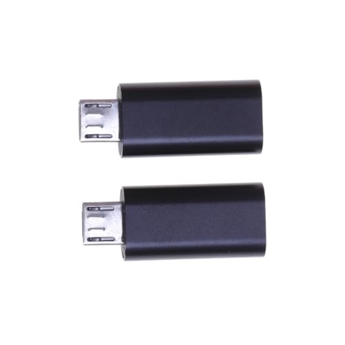 HOUDERCO 2個 ピン女性用ケーブル変換アダプター マイクロ充電コネクター スマホ タブレット パワーバンク対応 コンパクト ブラック