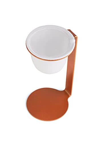 PRESSCA Mini Coador de cafe individual bronze. Refil de algodão, suporte de aço resistente. 15 cm de