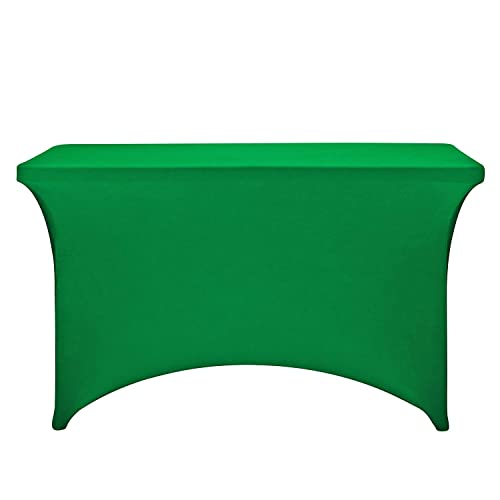 Image of FORLIFE 2Pack Spandex Table Covers,Fitted Tablecloth for Rectangular Tables, Stretch Patio Table Covers, Universal Spandex Table Cover for Wedding, Banquet, Party (4ft, Emerald)