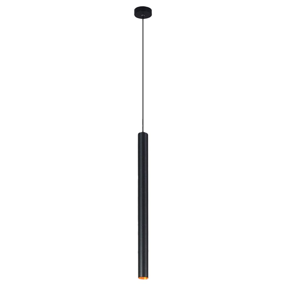 Lámpara colgante LED de 12W en aluminio negro con tubo redondo largo de 30cm y luz blanca moderna