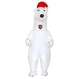 IRETG Christmas Polar Bear Costumes for Adults Blow up White Bear Suit Fancy Dress Funny Sea Bear Jumpsuit Christmas Party Cosplay