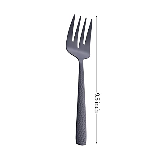 FULLYWARE Matte Black Serving Fork, 9.5-inch Stainless Steel Large Serving Fork, Heavy Duty, Satin Finish, Set of 3