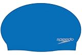 Speedo Unisex-Adult Plain Moulded Silikon-Badekappe, Blau/Chrom, Einheitsgröße