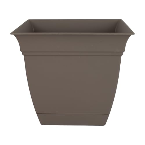 The HC Companies Eclipse Square Plastic Planter w/Attached Saucer -