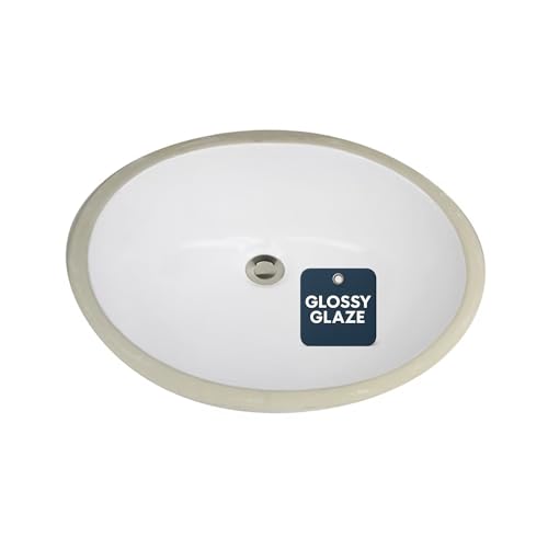 Nantucket Sinks Undermount Bathroom Sink – 19.25" White Bath Sink for Vanity, 17" x 14" Interior Oval Bowl – High-Gloss Vitreous China, Scratch & Stain Resistant – Great Point UM-17X14-W-K