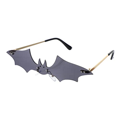 VALICLUD Fashion Bat Shaped Rimless Sunglasses for Unique Style Vintage Bat Eyewear for Costume Parties Eyeglasses Eye-catching Accessories for Halloween and Cosplay