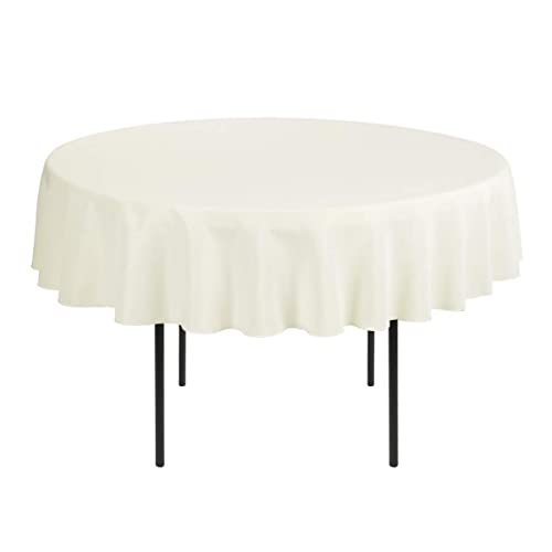 Waysle Ivory 70 Inch Round Tablecloth, Washable Polyester Table Cover, For Wedding, Restaurant, Party & More #TOP1