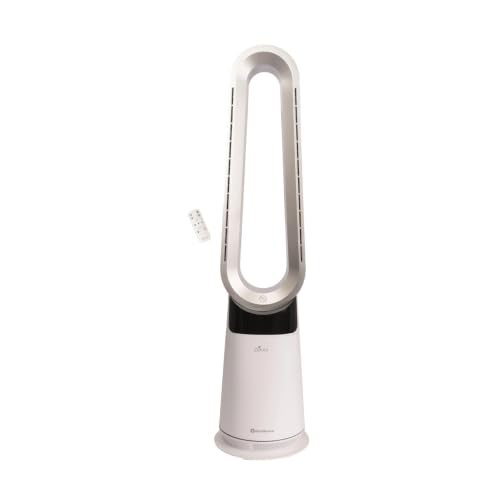 Rediffusion ZenAir 3-in-1 Bladeless Fan Heater & HEPA Air Purifier Ambient Light Quiet & Fast Ceramic Heating 9 Fan Speeds 4 Heat Levels 80 Oscillation Bedroom & Office Use White REDAC05WT
