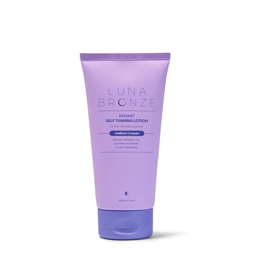 Luna Bronze Radiant Self Tanning Lotion | Gradual Sunless Tanner with Natural Caramel Tint | Moisturizing Non-Irritating for Sensitive Skin | Organic Vegan Cruelty Free (150ml/5.07 fl. oz)