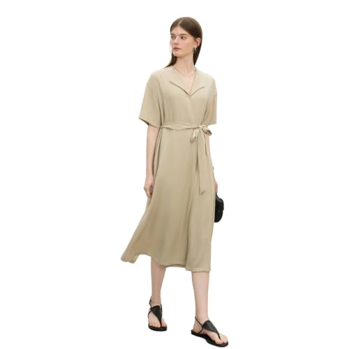 Women's Dresses Temperament A-Line Midi Gown with Turndown Collar and