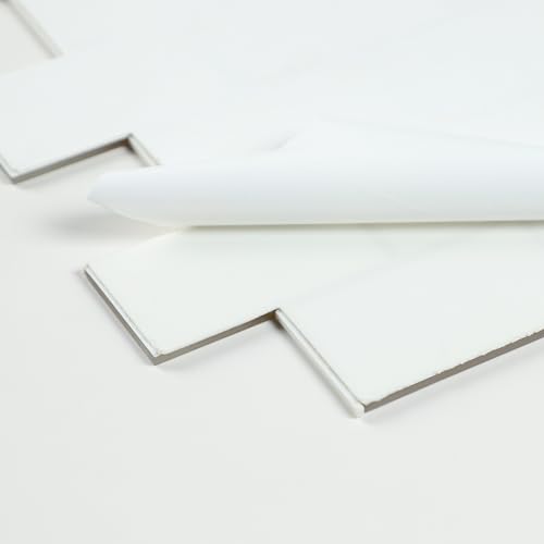 Azulejos de vidrio para salpicaduras de cocina autoadhesivos de metro blancos 3x6 pulgadas 8