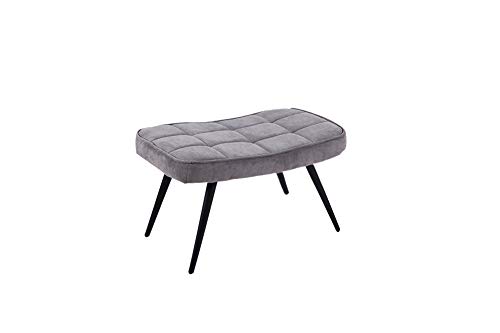 HOMEXPERTS Hocker ULLA / Fußhocker mit grauem Cordstoff / Füße aus Metall / Polsterstuhl / Polstersessel / Wohnzimmermöbel / Relaxchair / Schlafzimmermöbel / 59 x 39 x 41 cm (BxHxT)